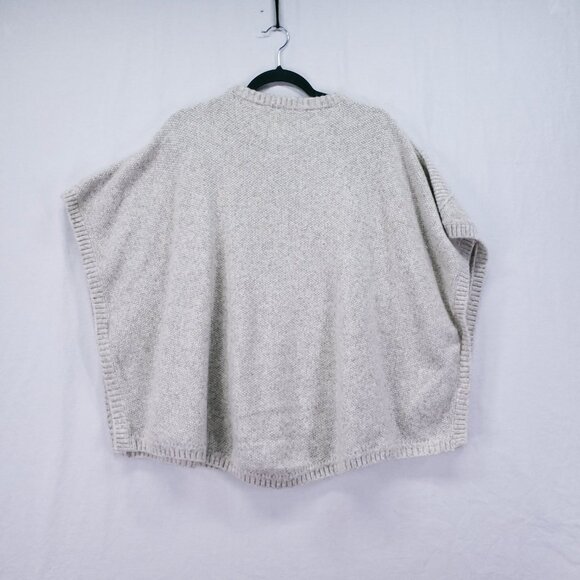 Ann Taylor LOFT Bobble Poncho Sweater Knit Oversized Wool Blend Beige M/L - Picture 10 of 11
